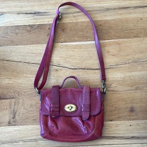 Vintage Burgundy Fossil Crossbody